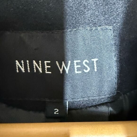 Nine West Black Long Sleeve Peacoat Jacket Size 2 Wool Blend Single Breasted - Picture 10 of 12